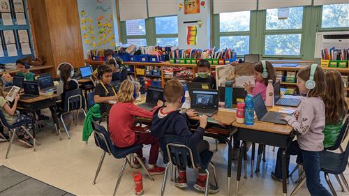 students at work